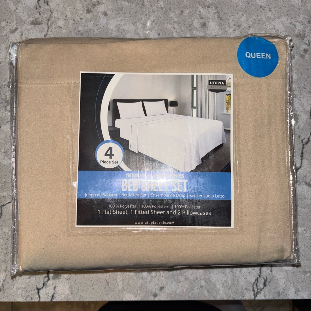 Tan Bed Sheet Set - Queen